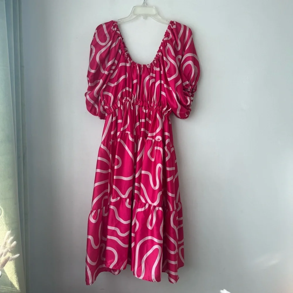 Boyko Hot Pink Squiggle Suzy Midi Dress S - Picture 5 of 5